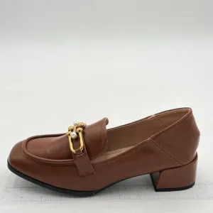 Brown Women's Loafers Leather Penny Loafers Comfortable Low Heel Dressy Shoes