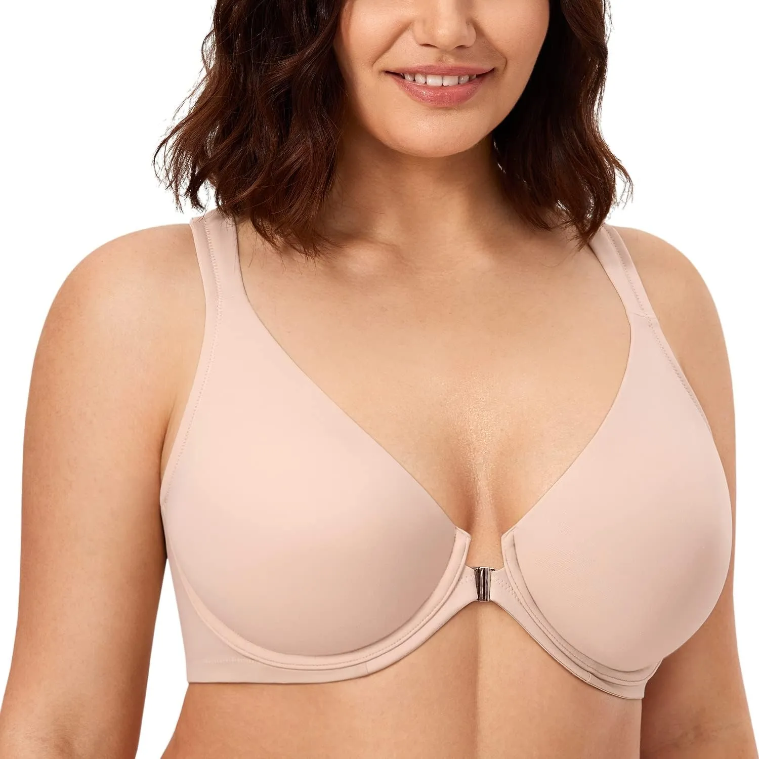 CALVENA Women's Racerback Front Closure Bra Plus Size Full Coverage Underwire Bras