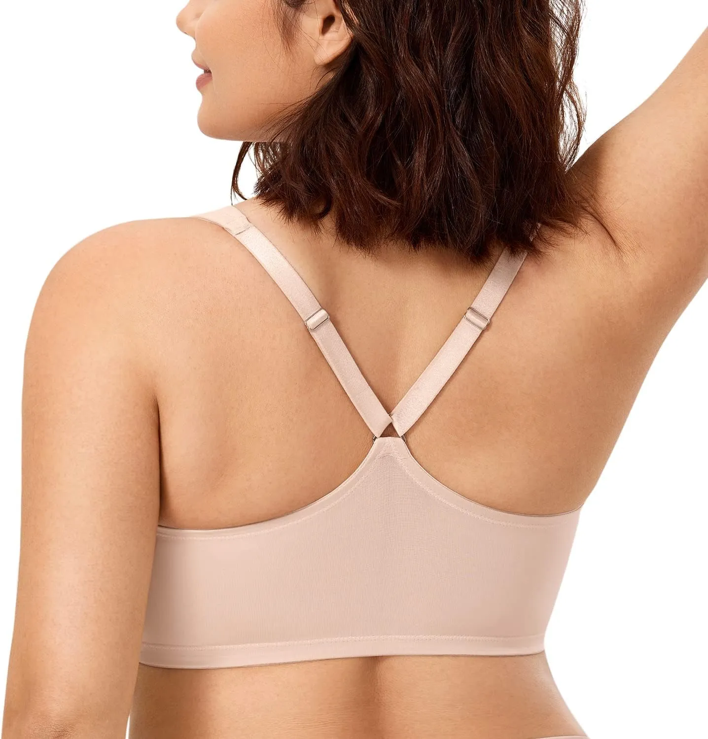 CALVENA Women's Racerback Front Closure Bra Plus Size Full Coverage Underwire Bras