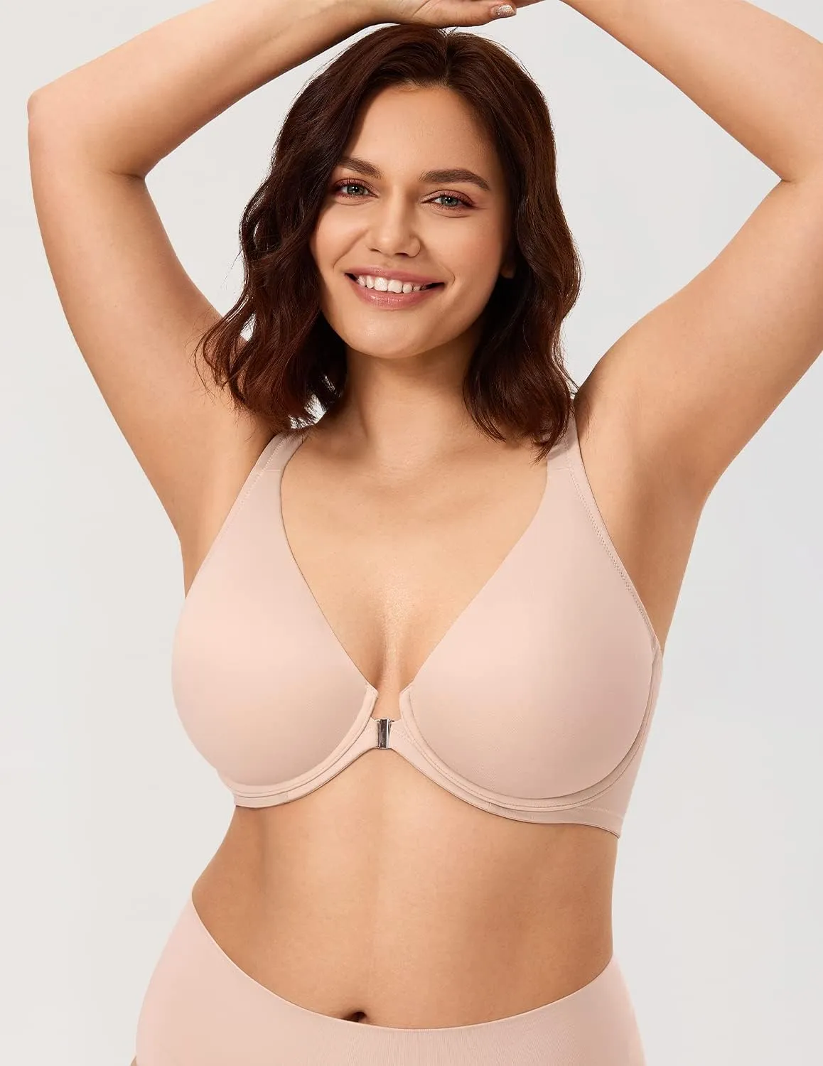 CALVENA Women's Racerback Front Closure Bra Plus Size Full Coverage Underwire Bras