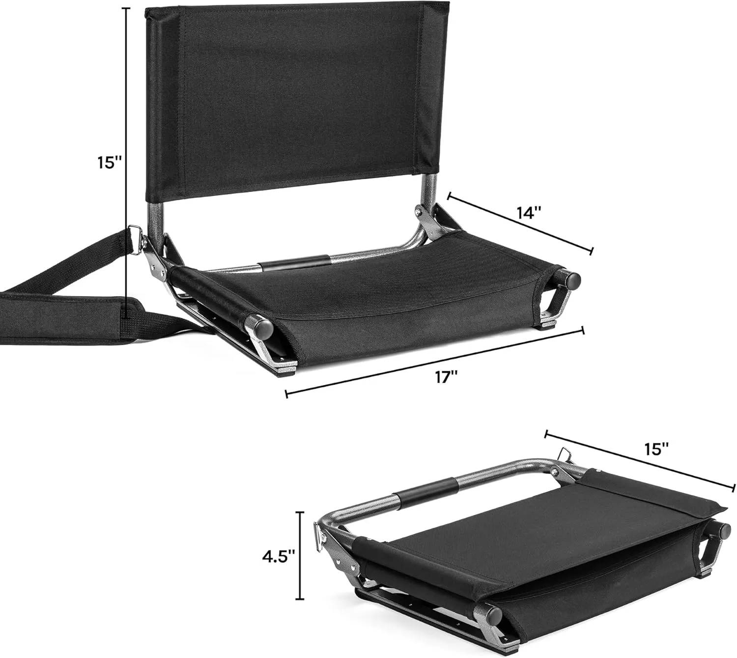 Cascade Mountain Tech Lightweight Folding Portable Stadium Seats with Shoulder Strap - Light Blue, Regular - 17"