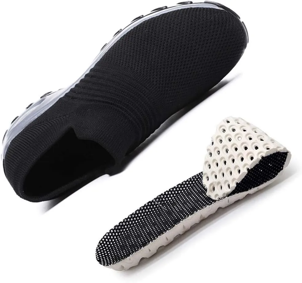 CERYTHRINA Women's Walking Shoes Sock Sneakers Mesh Slip On Air Cushion Toning Rocker Shoes Platform Loafers