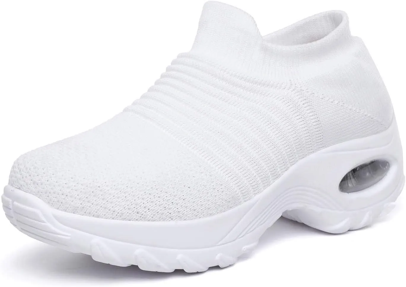CERYTHRINA Women's Walking Shoes Sock Sneakers Mesh Slip On Air Cushion Toning Rocker Shoes Platform Loafers