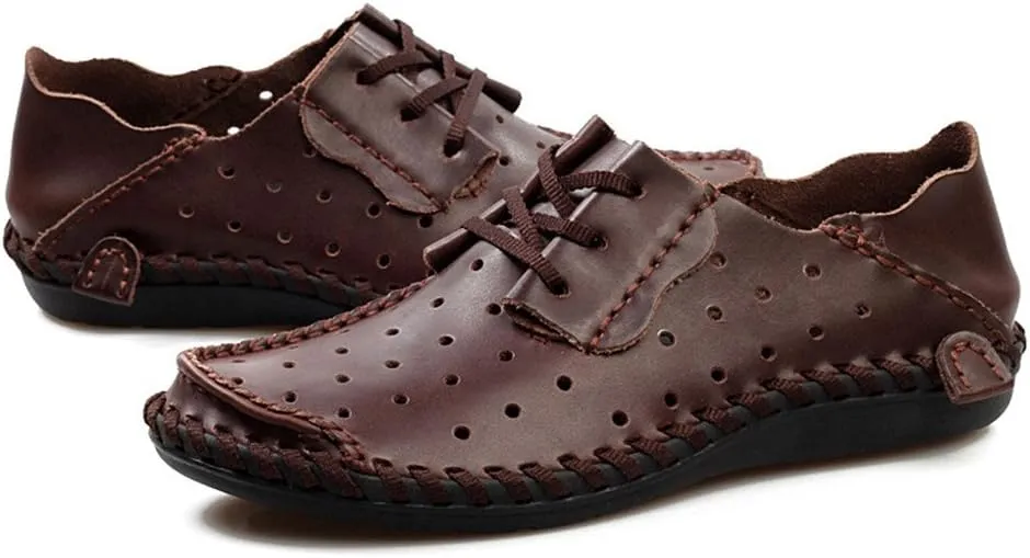 ChicWind Men's Summer Breathable Cowhide Casual Driving Moccasins Shoes