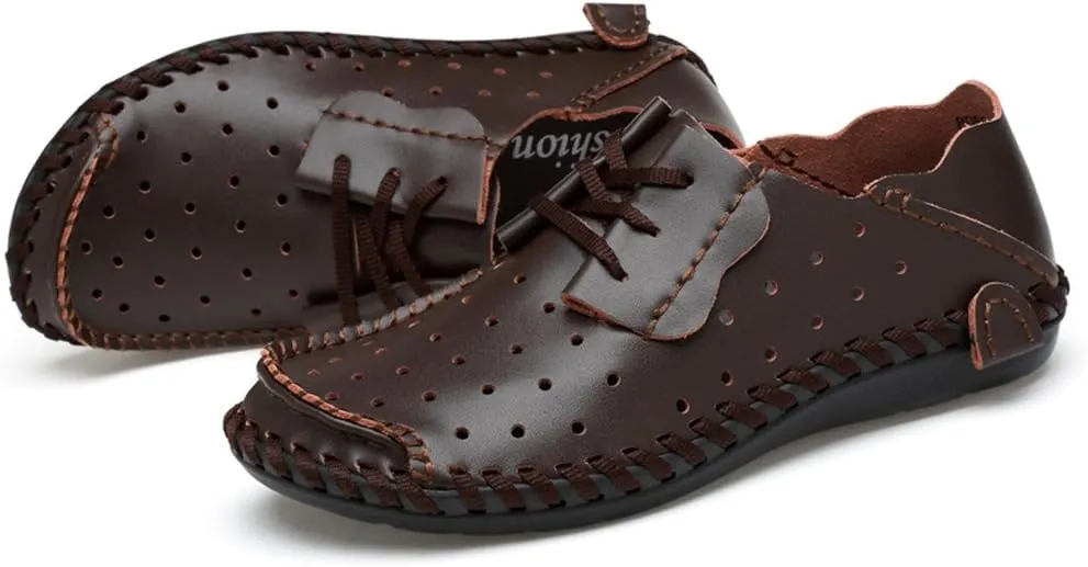ChicWind Men's Summer Breathable Cowhide Casual Driving Moccasins Shoes