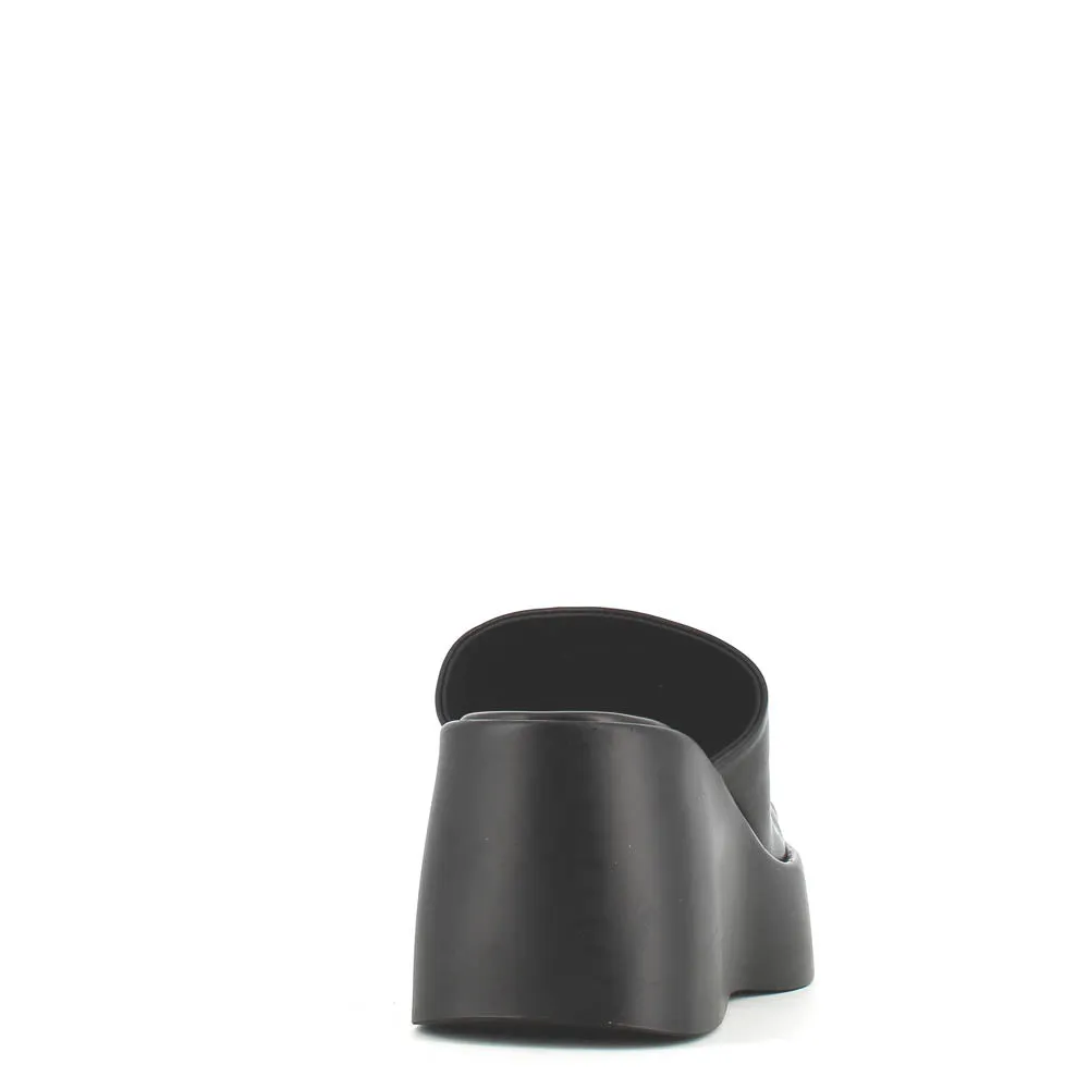 Cinders Edit High Leather Wedge Mule Black