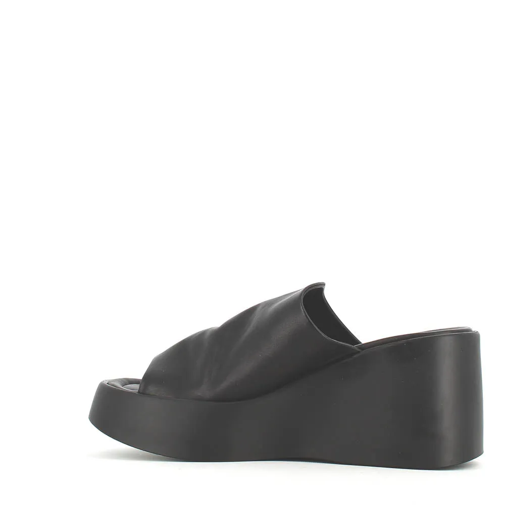 Cinders Edit High Leather Wedge Mule Black