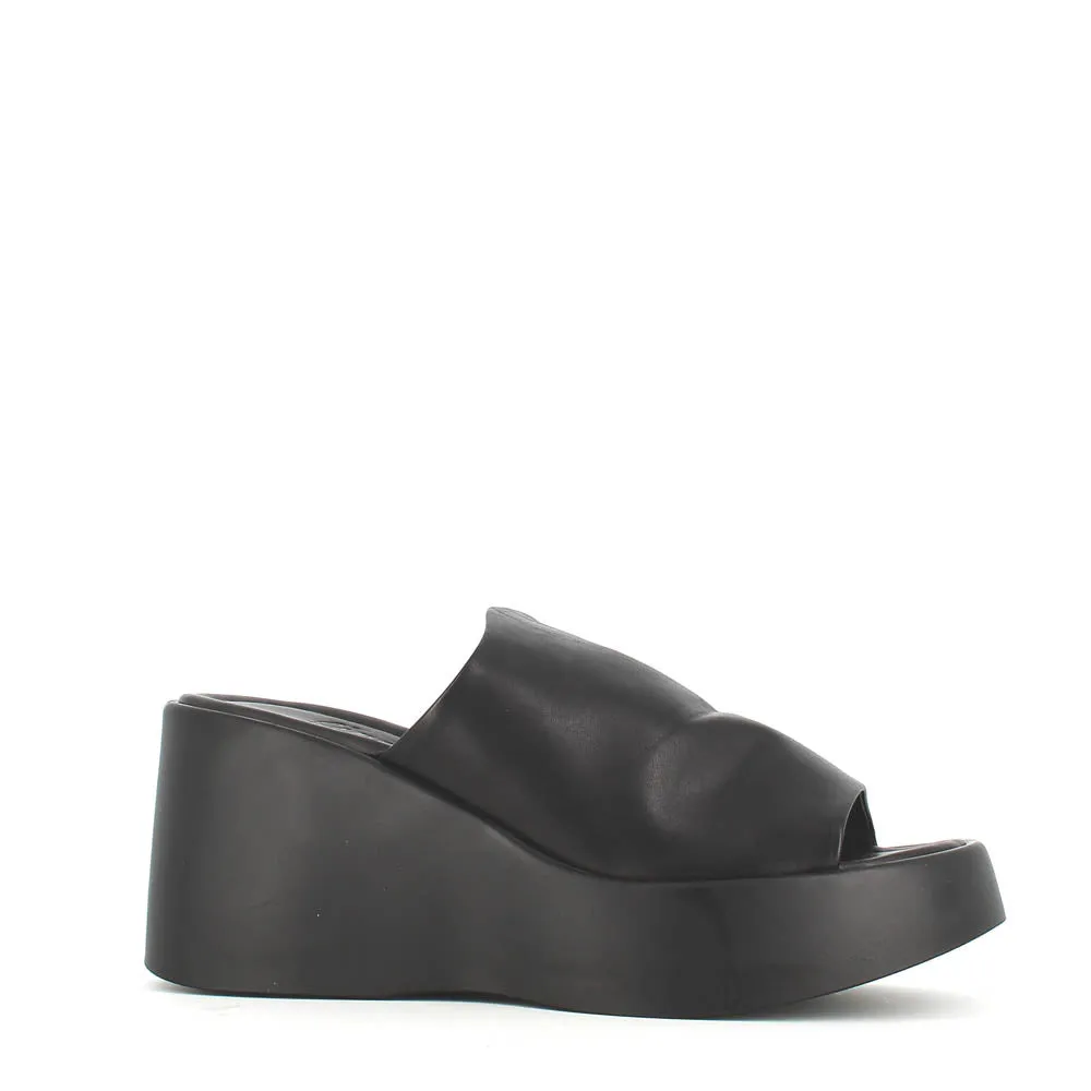 Cinders Edit High Leather Wedge Mule Black
