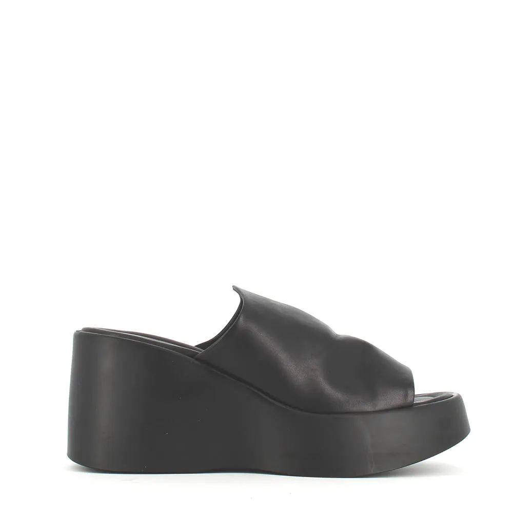 Cinders Edit High Leather Wedge Mule Black