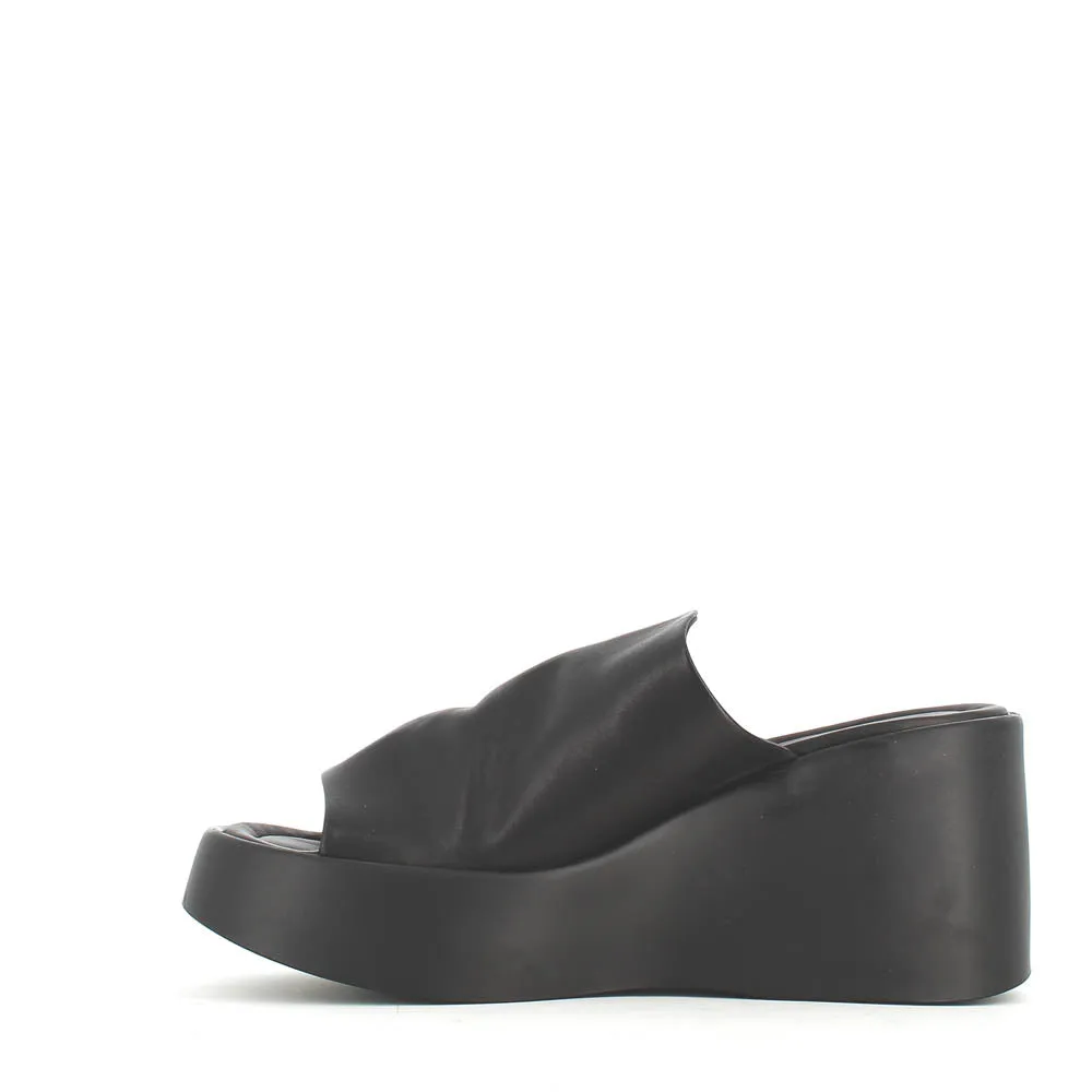 Cinders Edit High Leather Wedge Mule Black