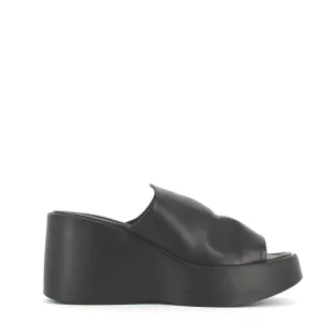 Cinders Edit High Leather Wedge Mule Black