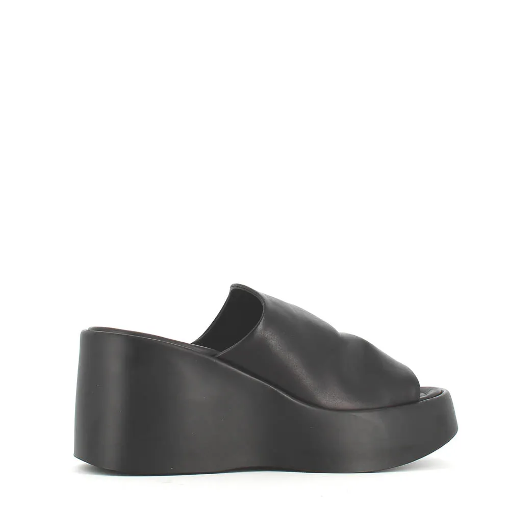 Cinders Edit High Leather Wedge Mule Black