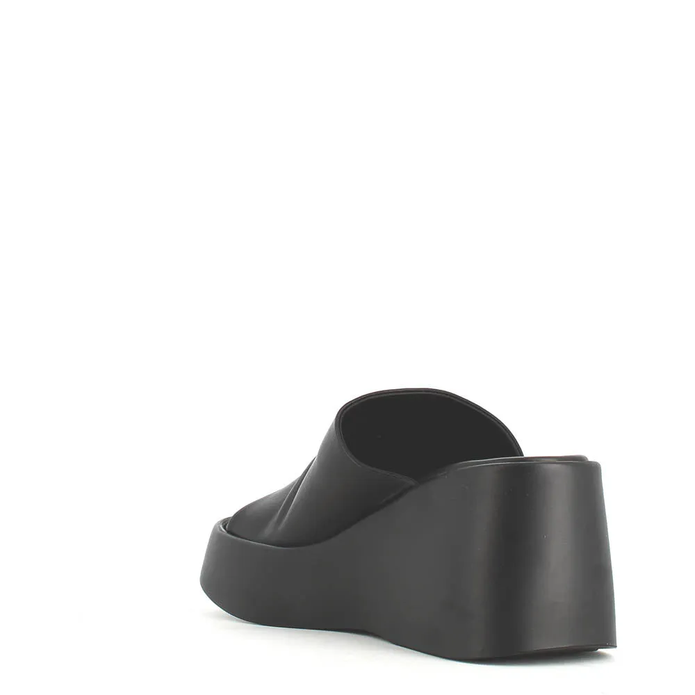 Cinders Edit High Leather Wedge Mule Black