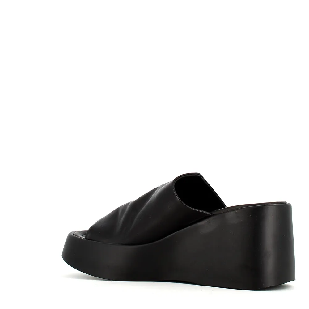 Cinders Edit High Leather Wedge Mule Black
