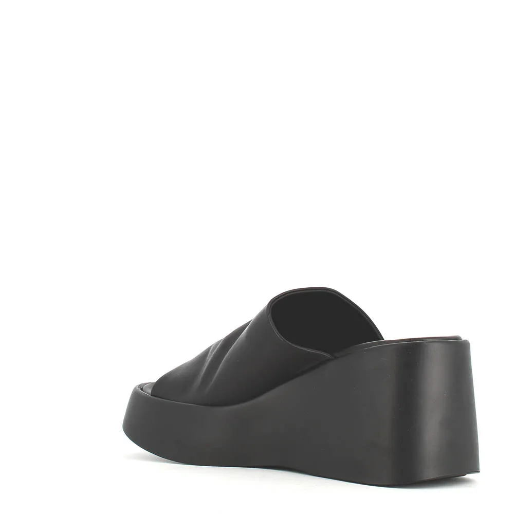 Cinders Edit High Leather Wedge Mule Black