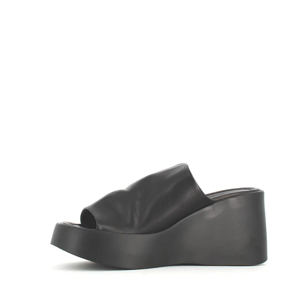Cinders Edit High Leather Wedge Mule Black