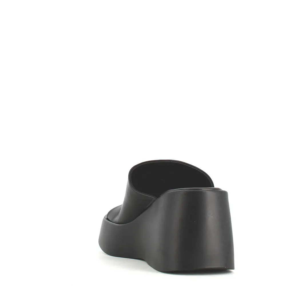Cinders Edit High Leather Wedge Mule Black