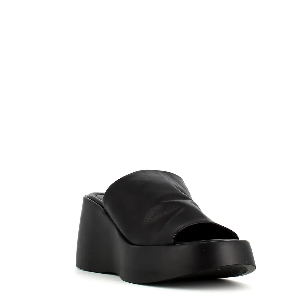 Cinders Edit High Leather Wedge Mule Black