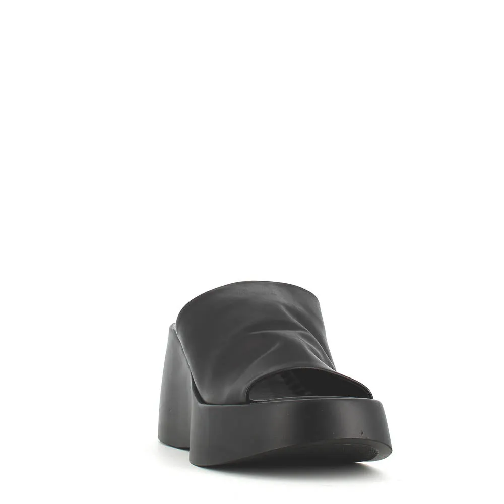 Cinders Edit High Leather Wedge Mule Black