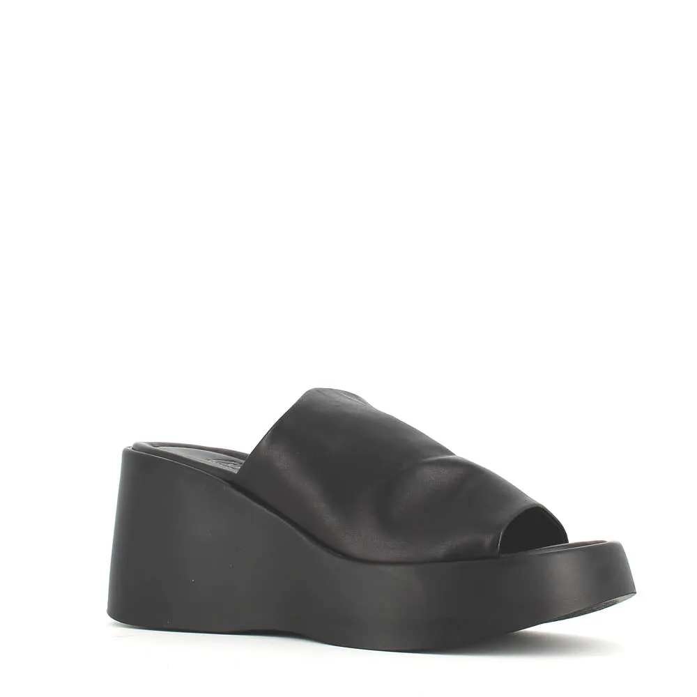 Cinders Edit High Leather Wedge Mule Black