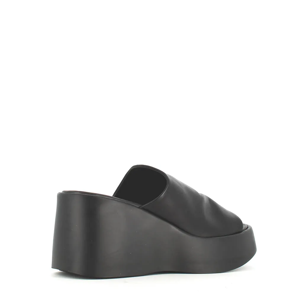 Cinders Edit High Leather Wedge Mule Black