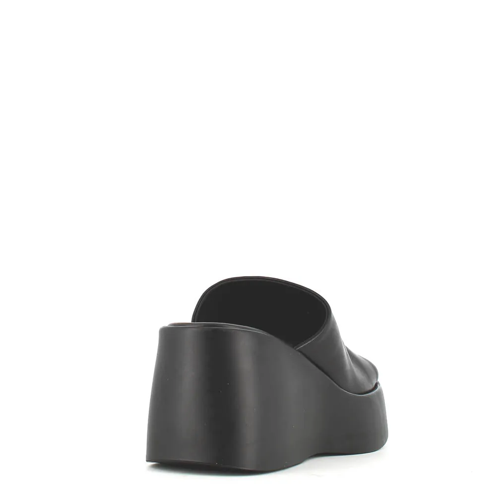 Cinders Edit High Leather Wedge Mule Black