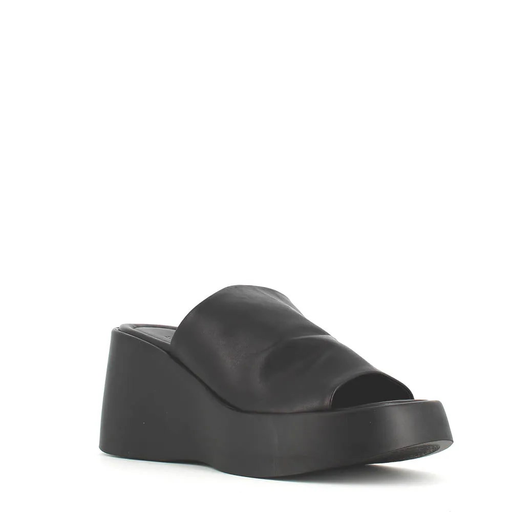 Cinders Edit High Leather Wedge Mule Black