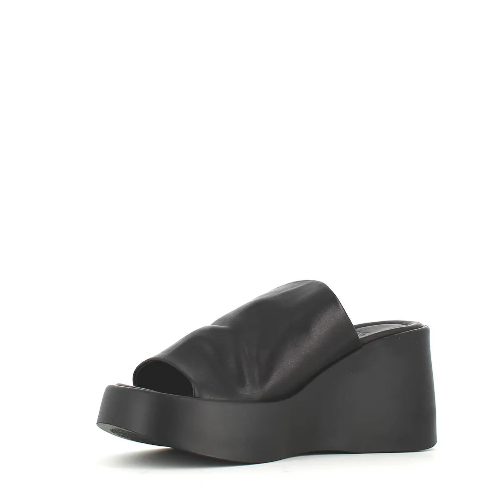 Cinders Edit High Leather Wedge Mule Black