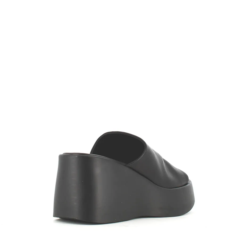 Cinders Edit High Leather Wedge Mule Black