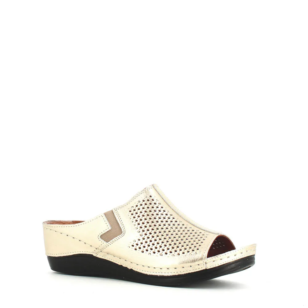 Cinders Edit Wedge Slide Gold