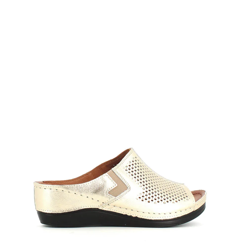 Cinders Edit Wedge Slide Gold