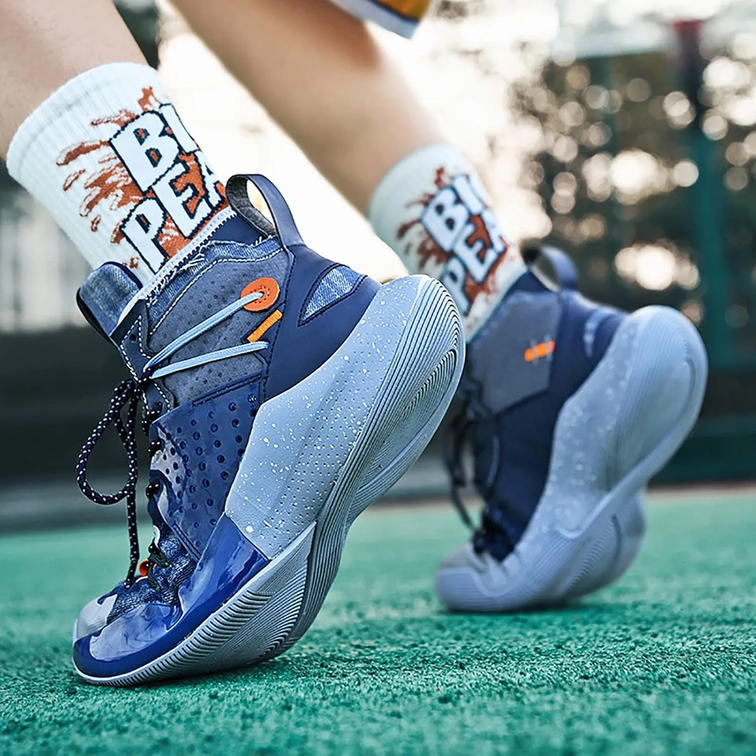 CJSPORX Mens Basketball Shoes Fashion High Top Running Sneakers Lightweight Sport Shoes for Athletic