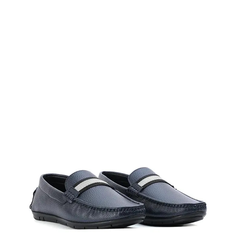 Classic Textured Leather Driving Loafers