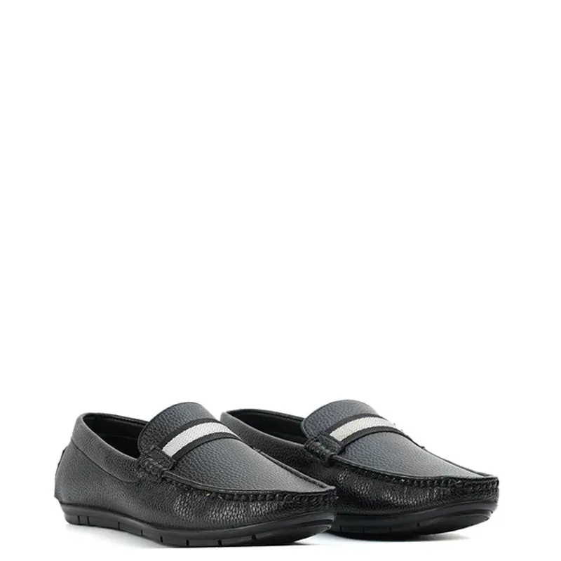 Classic Textured Leather Driving Loafers