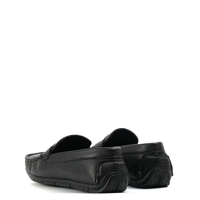 Classic Textured Leather Driving Loafers