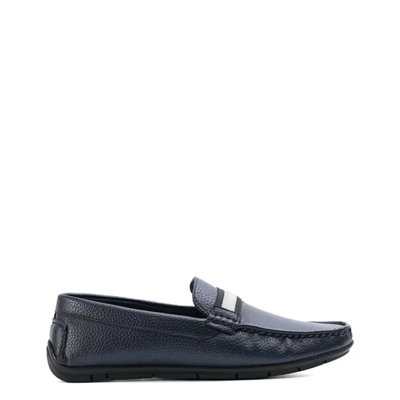 Classic Textured Leather Driving Loafers