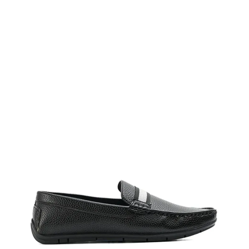 Classic Textured Leather Driving Loafers