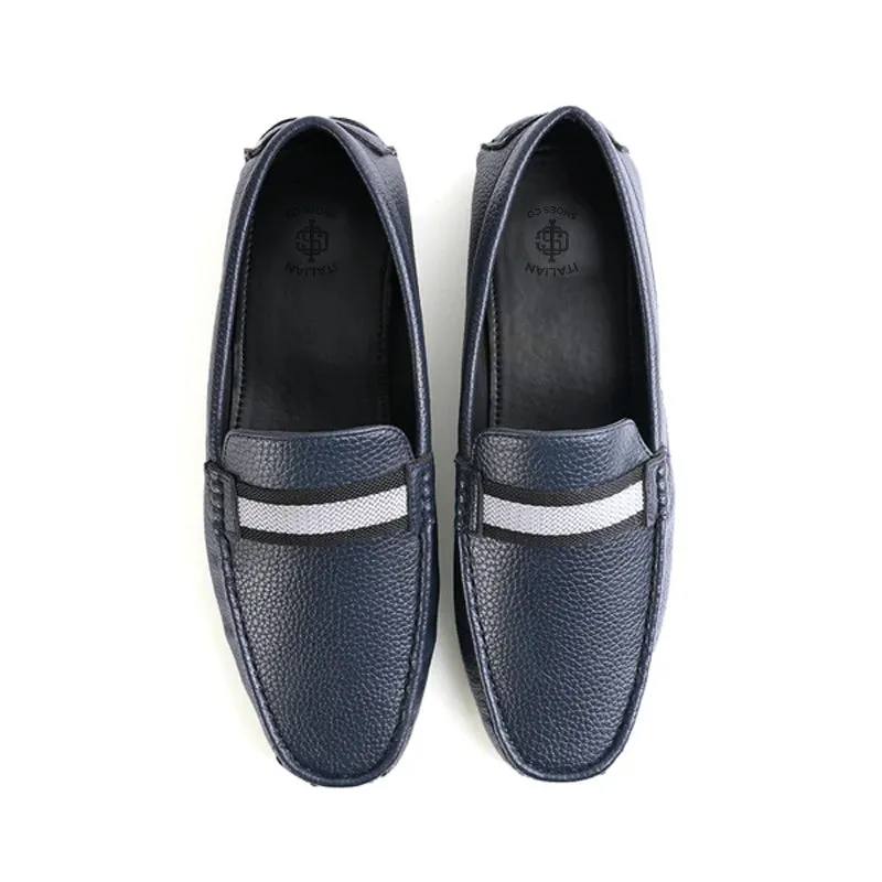 Classic Textured Leather Driving Loafers