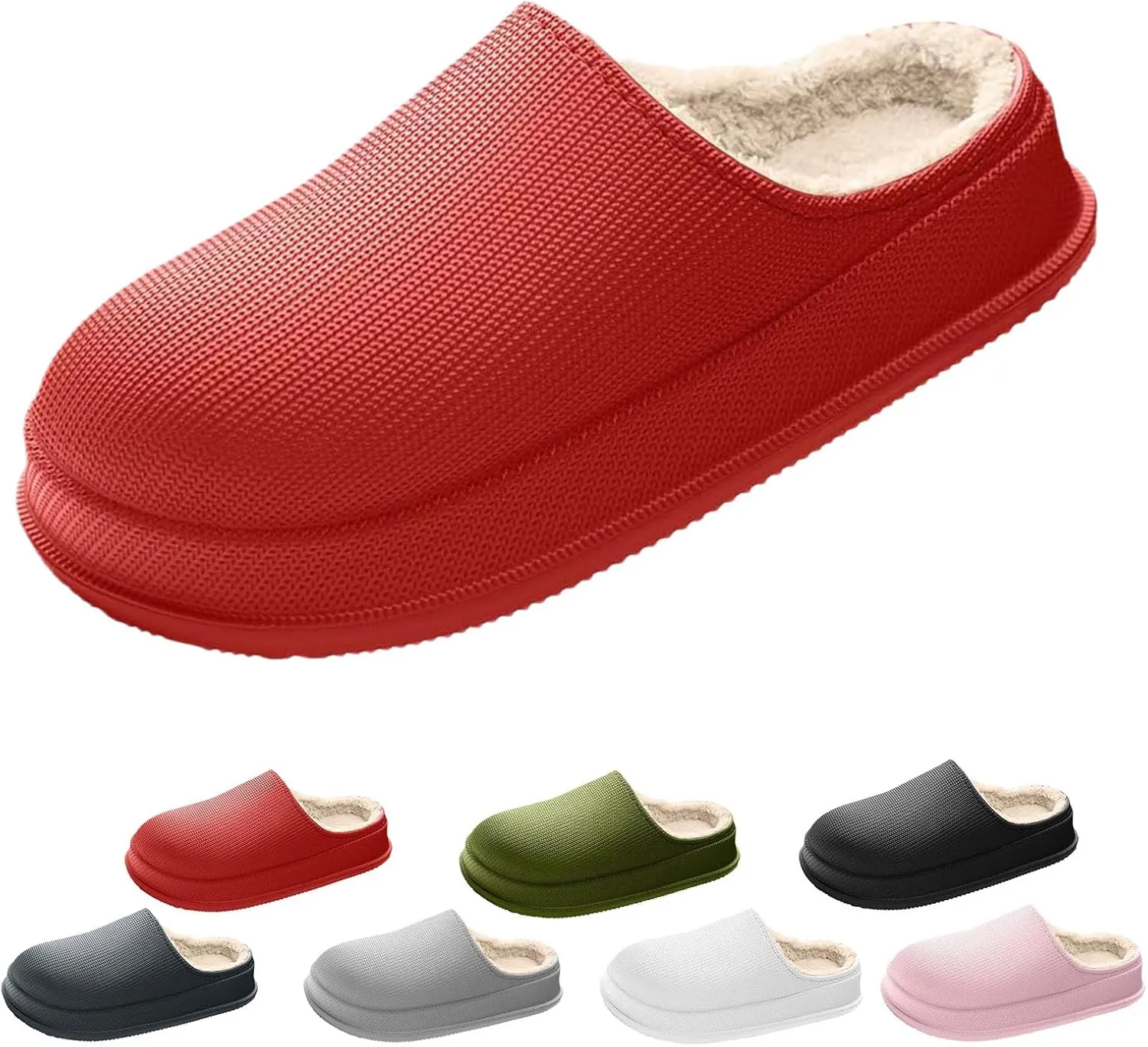 Cloud Slippers Winter, Pillow Warm Fuzzy Cushioned Indoor/Outdoor Slippers, Thick-Sole House Slides for Men & Women