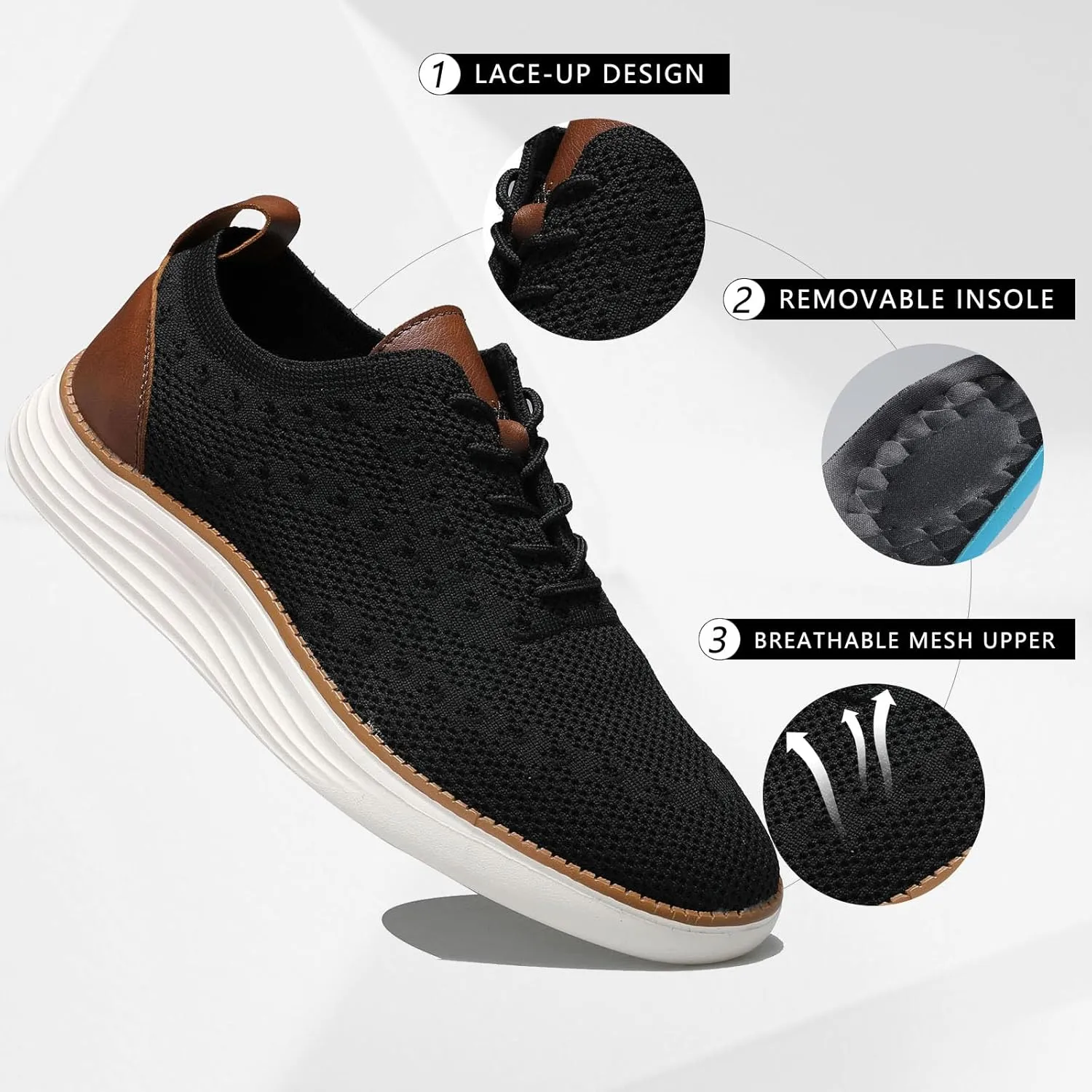 Comfortable Business Casual Shoes for Men, Fashion Mesh Dress Sneakers Shoes, Lightweight Breathable Walking Shoes