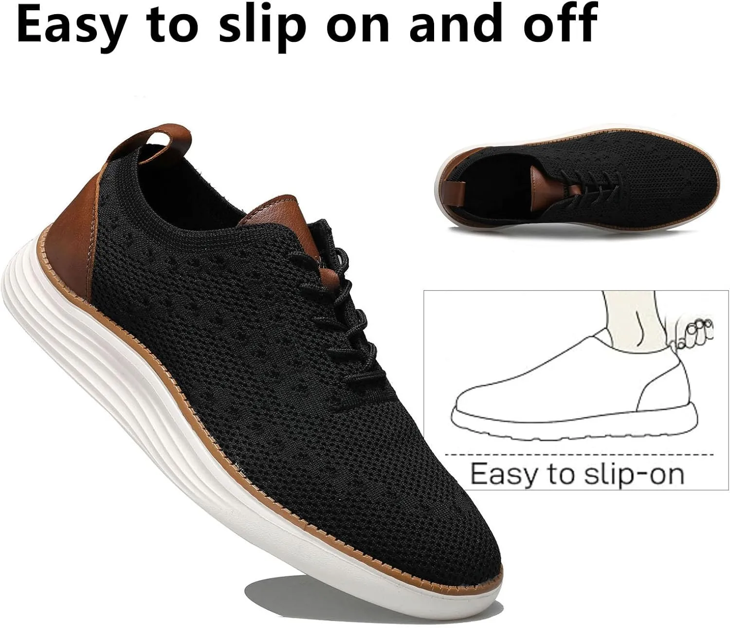 Comfortable Business Casual Shoes for Men, Fashion Mesh Dress Sneakers Shoes, Lightweight Breathable Walking Shoes
