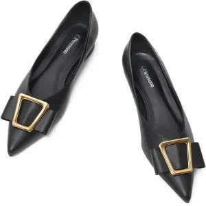 C.Paravano Women's Ballet Flats - Slip On Pointed Toe Flat Shoes for Work, Office, Dating & Travel - Comfortable Dressy Flats for Casual Outfits, Dresses & Professional Wear（Black Size 8.5）