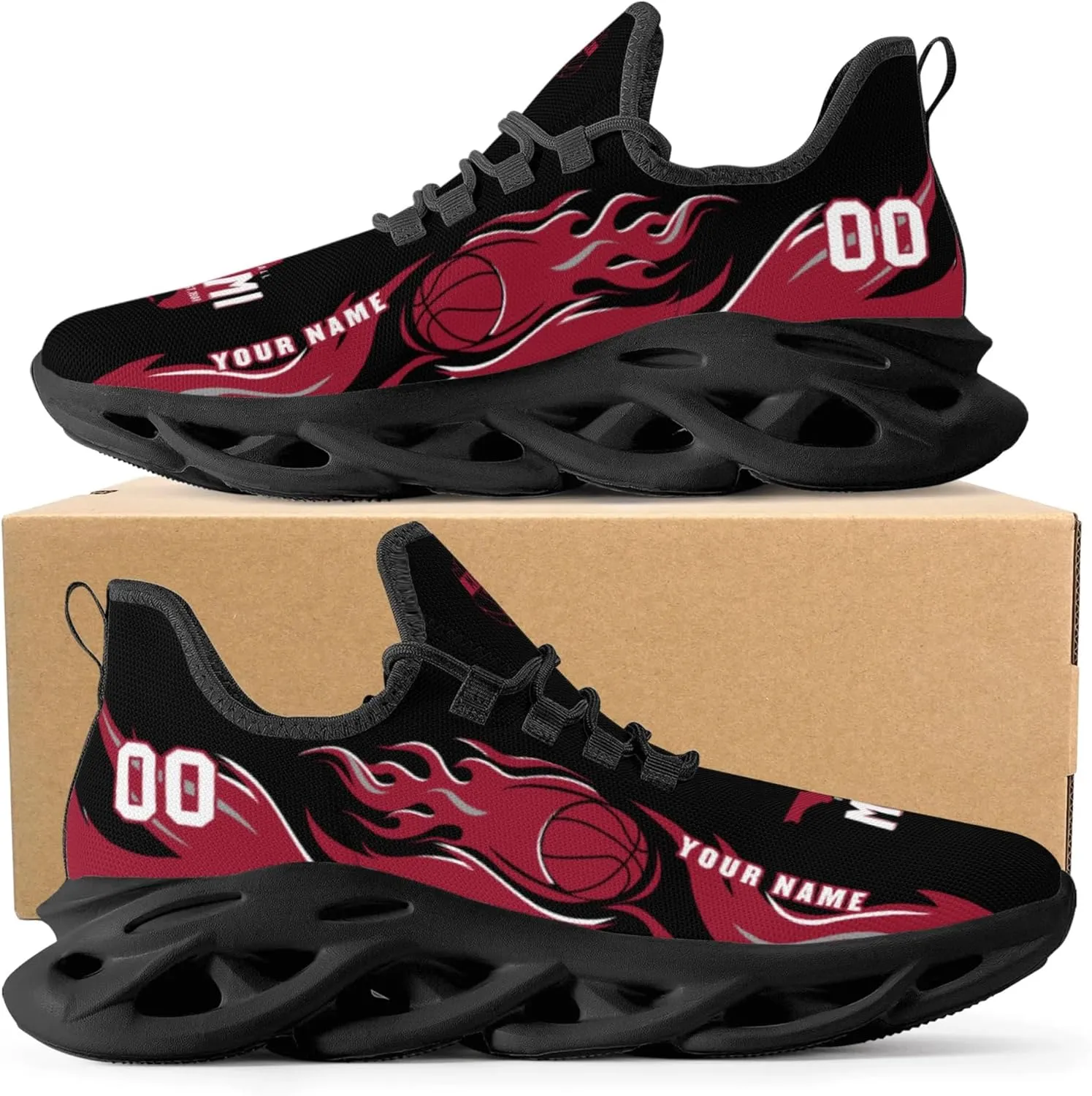 Custom Basketball Flex Control Sneakers Personalized Fan Men's Breathable Name Number Gift Workout Athletic Gym Slip-on Shoes