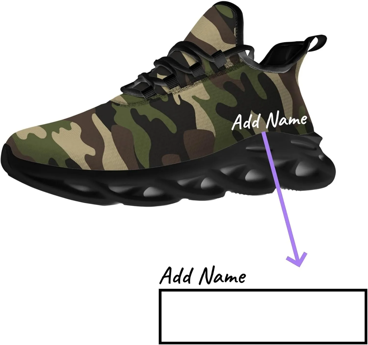 Custom Camo Sneakers Men Women Camouflage Running Shoes Add Name Lightweight Walking Tennis Shoes Gifts for Men Women