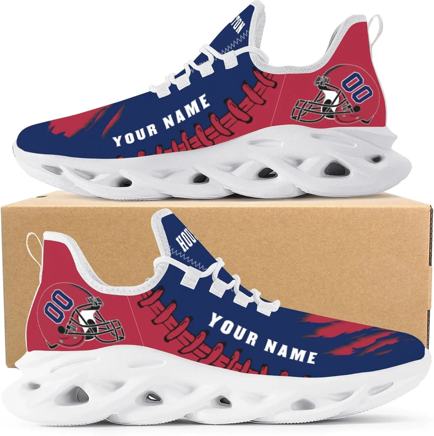 Custom Football Flex Control Sneakers Personalized Fans Men's Breathable Name Number Gifts Workout Athletic Gym Slip-on Shoes