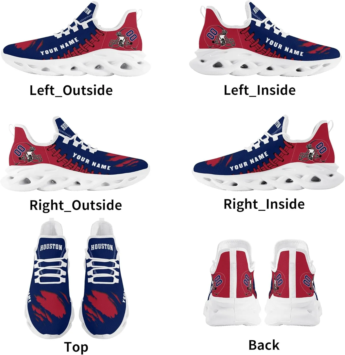 Custom Football Flex Control Sneakers Personalized Fans Men's Breathable Name Number Gifts Workout Athletic Gym Slip-on Shoes