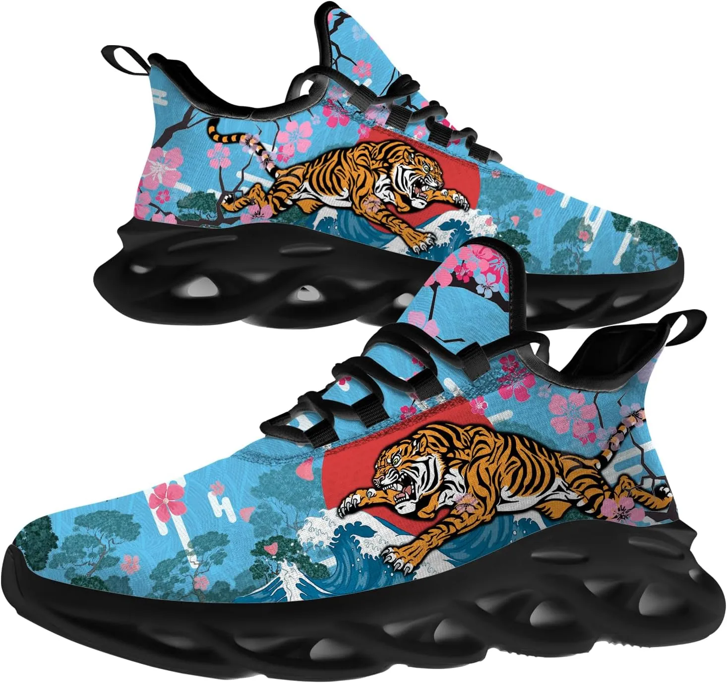 Custom Tiger Sneakers Men Women Running Shoes Add Name Lightweight Walking Tennis Shoes Gifts for Men Women