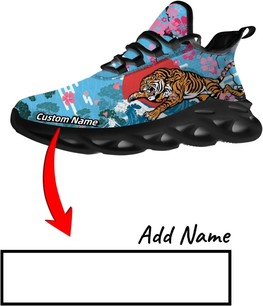 Custom Tiger Sneakers Men Women Running Shoes Add Name Lightweight Walking Tennis Shoes Gifts for Men Women