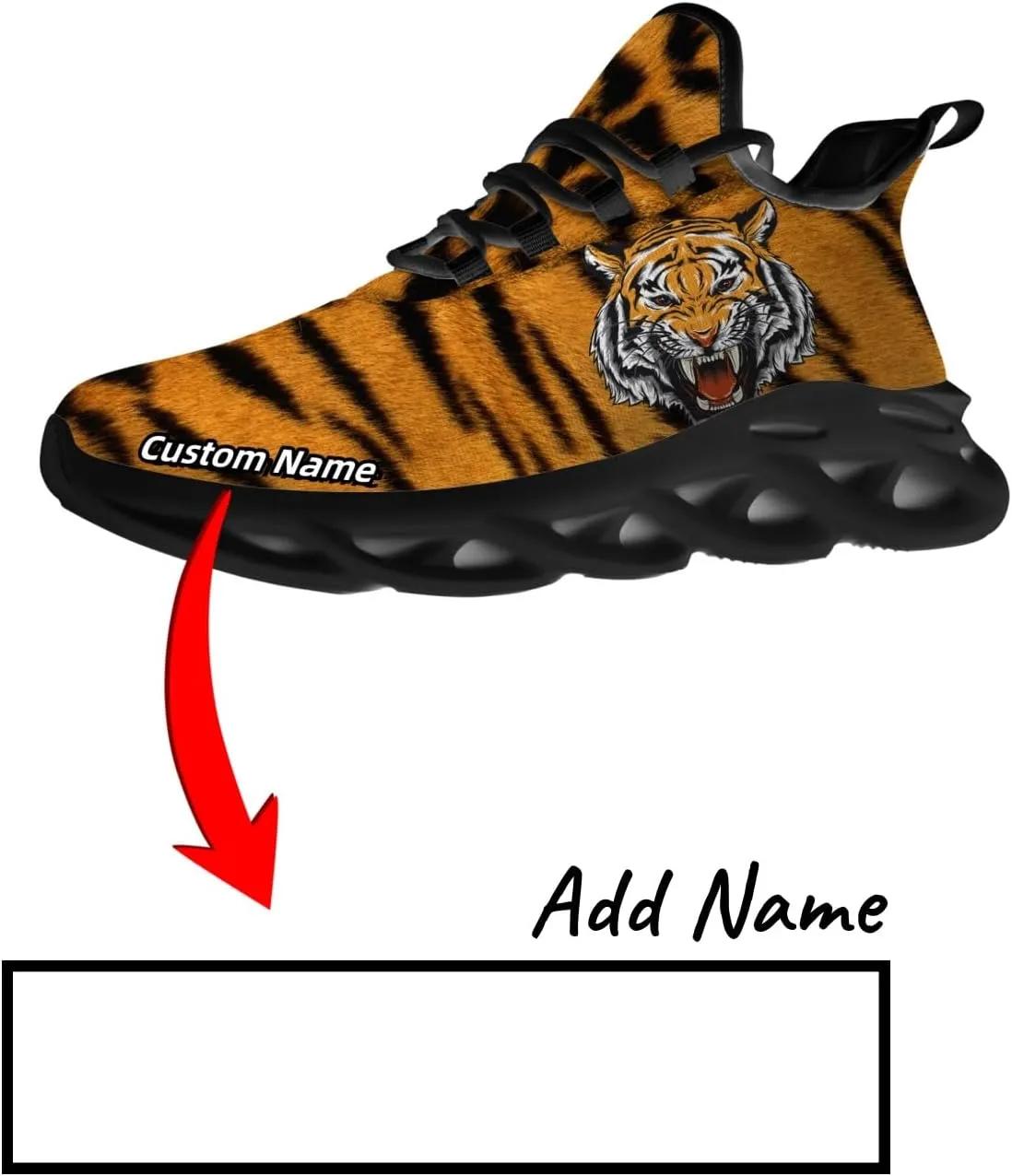 Custom Tiger Sneakers Men Women Running Shoes Add Name Lightweight Walking Tennis Shoes Gifts for Men Women