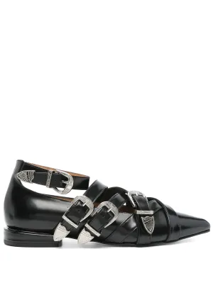 Decorative-buckle Ballet Flats
